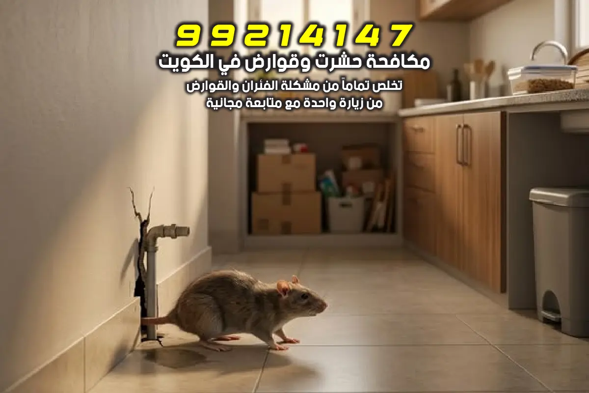فني أنتيبج أثناء معاينة منزل في الفروانية لوضع خطة مكافحة القوارض وتحديد نقاط الدخول